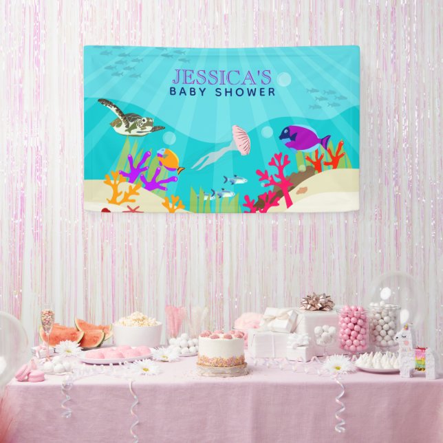 Banderoles Baby shower coloré d'animaux marins (Fête)