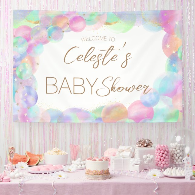 Banderoles Baby shower coloré Rainbow Bubbles Bienvenue (Fête)