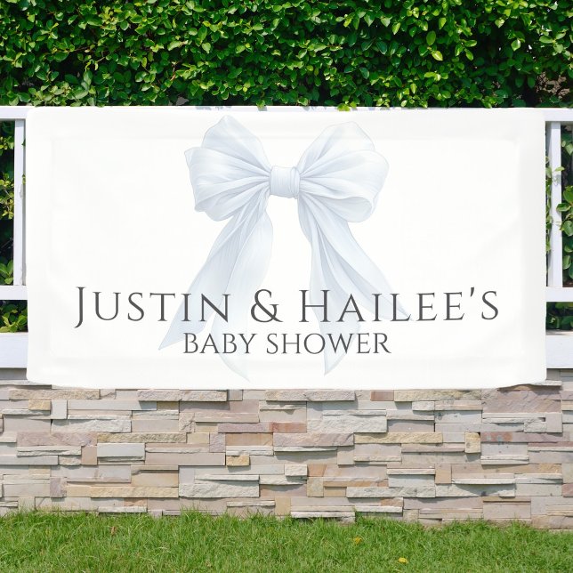 Banderoles Baby Shower Coquette Fille aux Nœud Blanc Personna (Créateur téléchargé)