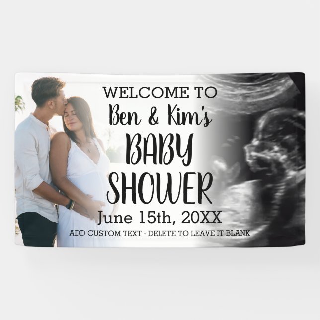 Banderoles Baby shower Couple Custom 2 Photo Welcome (Horizontal)