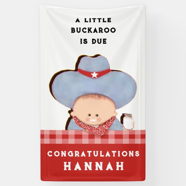 Banderoles Baby shower Cowboy Félicitations (Vertical)