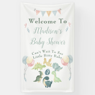 Banderoles Baby shower Cute Dinosaur Nom de maman Bleu