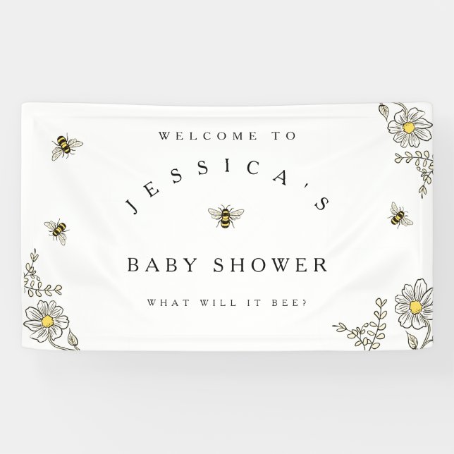 Banderoles Baby shower d'abeilles Bienvenue pour Bumble Bee D (Horizontal)