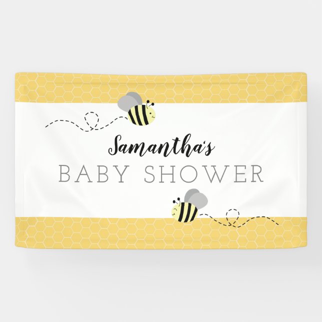 Banderoles Baby shower d'abeilles gris (Horizontal)
