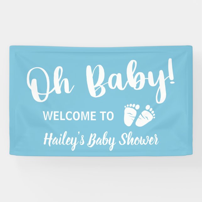 Banderoles Baby shower d'accueil Oh Baby Boy Blue (Horizontal)