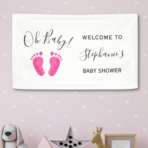 Banderoles Baby shower d'accueil rose bébé
