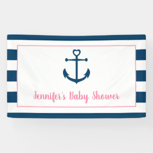 Banderoles Baby shower d'Ancre nautique fille de la marine ro