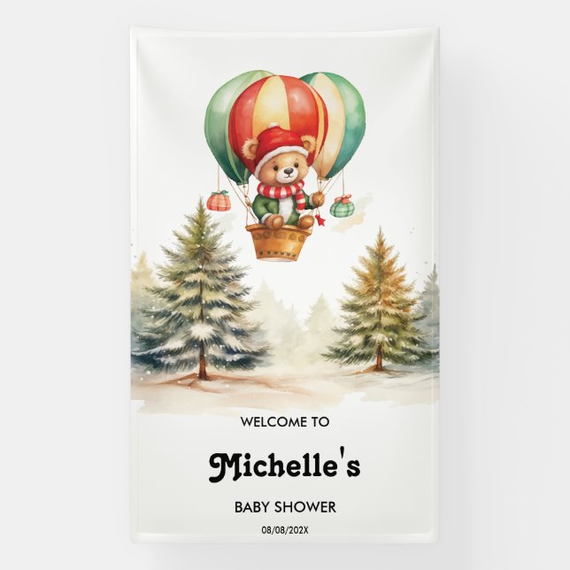 Banderoles Baby shower d'animaux de bois de l'ours d'hiver mi (Verticale)