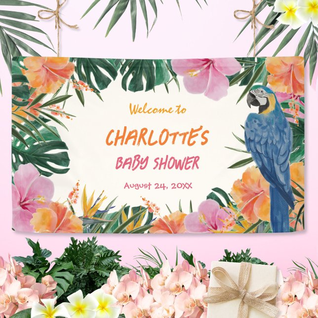 Banderoles Baby shower d'aquarelle tropicale exotique de la J (Tropical Exotic Jungle Watercolor Baby Shower Banner ©Susanne Sachers - Sunny Mind 🌞)