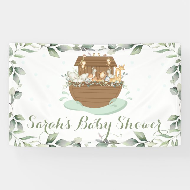 Banderoles Baby shower d'Arche de Verdure Noah Accueil Contex (Horizontal)