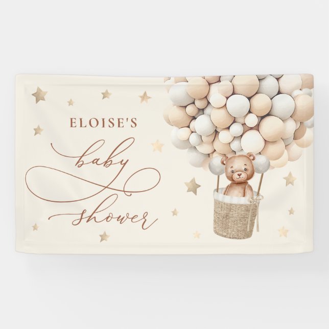 Banderoles Baby shower d'attente de l'ours en peluche Neutre (Horizontal)