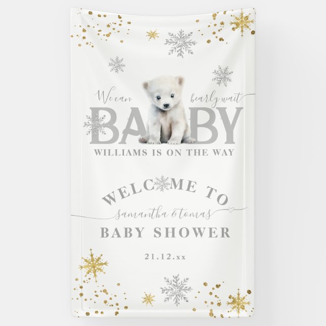 Banderoles Baby shower d'attente moderne d'hiver Bienvenue (Vertical)