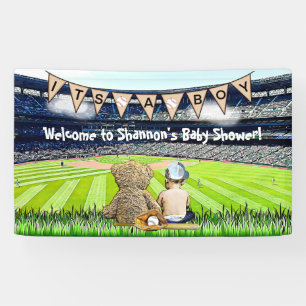 Banderoles Baby shower de base-ball Teddy Bear et Baby 