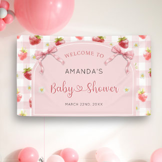 Banderoles Baby shower de bienvenue aux fraises Berry Sweet