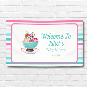 Banderoles Baby Shower de Bienvenue Sundae de Glace à l'Aquar
