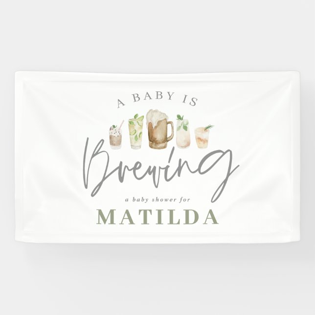 Banderoles baby shower de boissons aquarelle peinte (Horizontal)