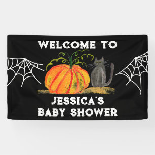 Banderoles Baby shower de chat Citrouille d'Halloween