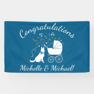 Banderoles Baby shower de Chien à berger allemand Fille rose