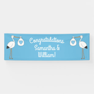 Banderoles Baby shower de cigogne Blue Boy