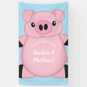 Banderoles Baby shower de cochon bleu