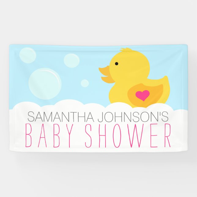 Banderoles Baby shower de fille de bain en caoutchouc Ducky B (Horizontal)