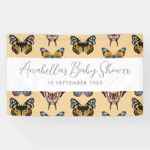 Banderoles Baby shower de filles papillon orange moderne