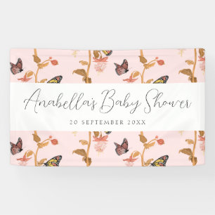 Banderoles Baby shower de filles papillon rose moderne Boho