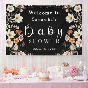 Banderoles Baby shower de Fleur sauvage Black Rustic moderne