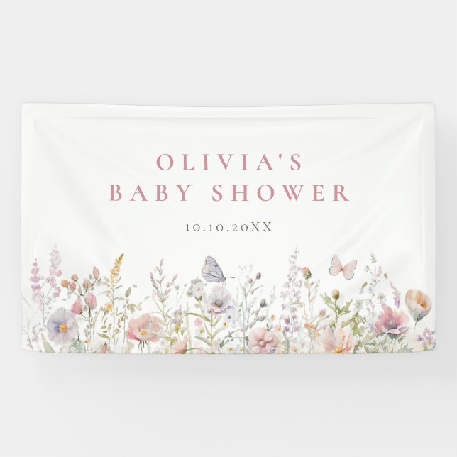 Banderoles Baby shower de Fleur sauvage de ressort (Horizontal)