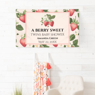 Banderoles Baby shower de fraises sucrées TWINS Berry
