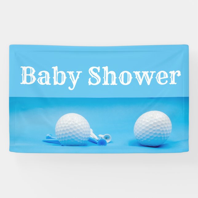 Banderoles baby shower de golf avec balle de golf et tee on b (Horizontal)