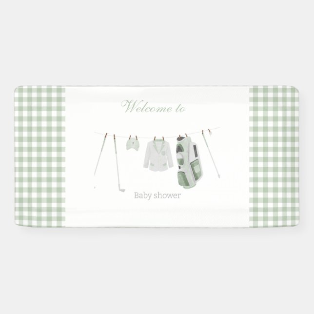 Banderoles Baby shower de golf vert Sage (Horizontal)