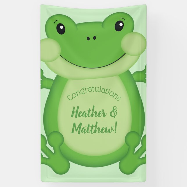 Banderoles Baby shower de grenouille vert (Vertical)