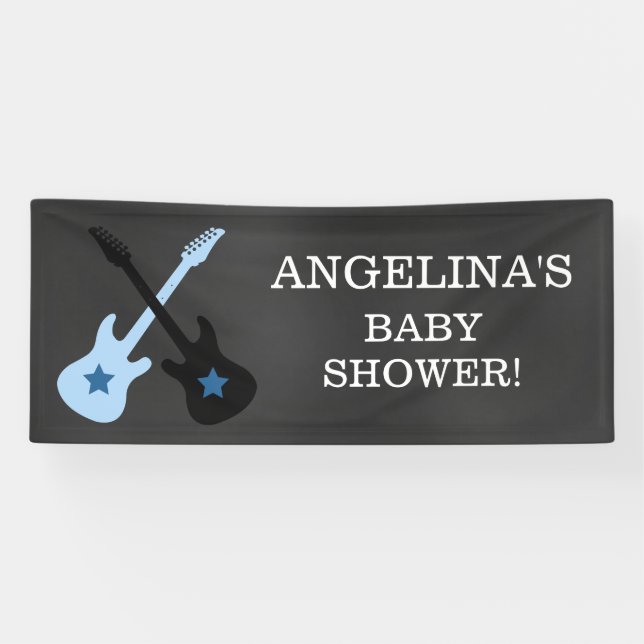 Banderoles Baby shower de guitare Rock a Bye Rock Star (Horizontal)