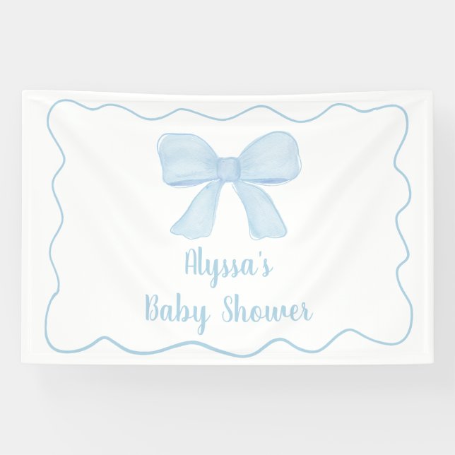 Banderoles Baby shower de la Bow Bleu Coquette (Horizontal)