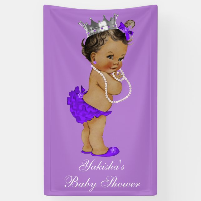 Banderoles Baby shower de la petite princesse ethnique violet (Vertical)