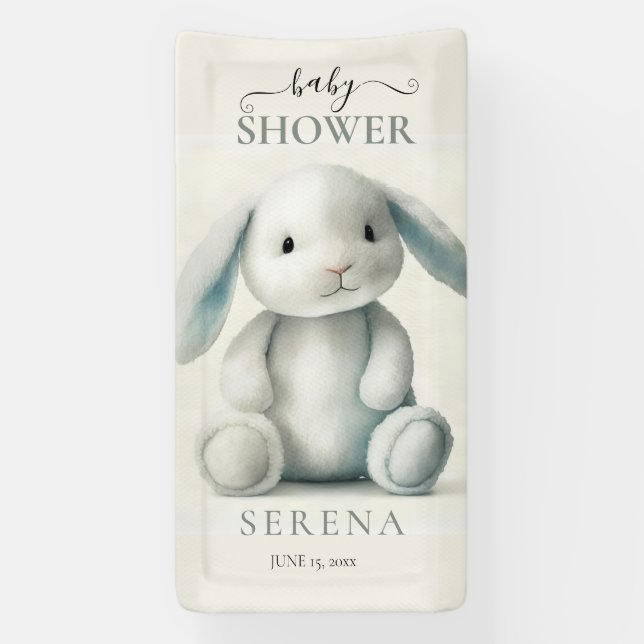 Banderoles Baby shower de lapin farci de boue (Verticale)
