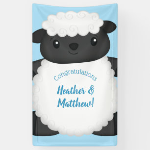 Banderoles Baby shower de mouton ferme Blue Boy