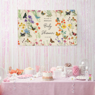 Banderoles Baby shower de papillons Fleur sauvage aquarelle