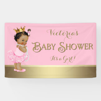 Banderoles Baby shower de perle en or rose Ballerina Tutu