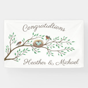 Banderoles Baby shower de printemps des Oiseaux de Robin