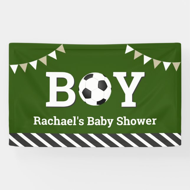 Banderoles Baby shower de soccer sportif personnalisé (Horizontal)