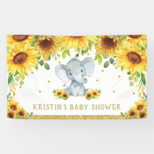 Banderoles Baby shower de tournesol Eléphant mignon Fond