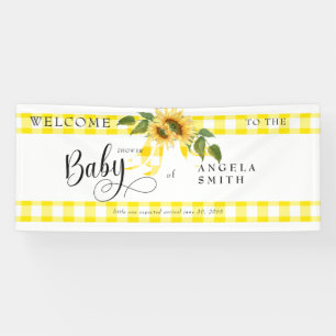 Banderoles Baby shower de tournesol En vichy Jaune Douce Bien