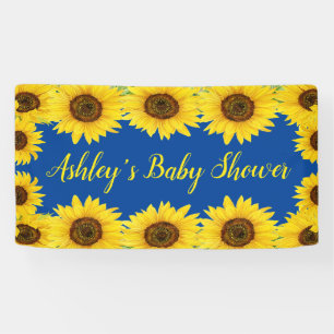 Banderoles Baby shower de tournesol fond bleu floral Prop