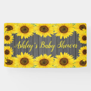 Banderoles Baby shower de tournesols Contexte Prop de bois ru