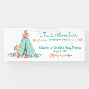 Banderoles Baby shower de tribal de Boho de TeePee de filles