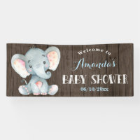 Baby shower d'éléphant de garçon rustique bleu et