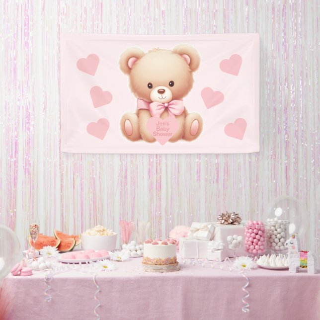 Banderoles Baby shower des Coeurs Rose Ours (Fête)
