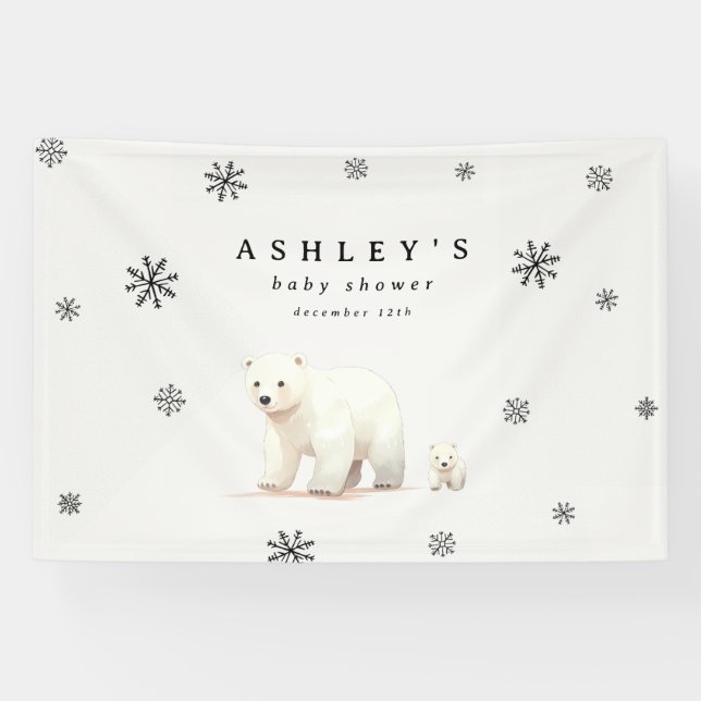Banderoles Baby shower d'hiver de l'ours polaire (Horizontal)